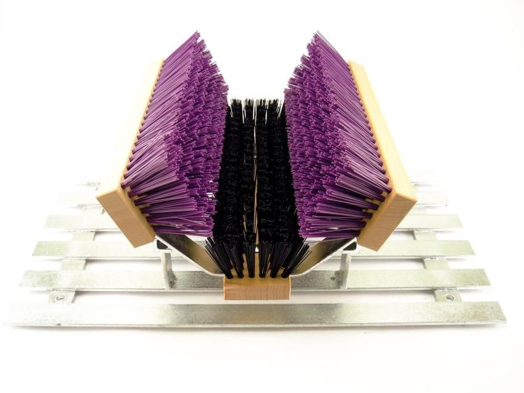 Schuhreiniger "Vision" mit schwarzer Schuhbürste und violetten Bürsten